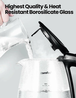 COMFEE Glass Electric Tea Kettle & Hot Water Boiler, 1.7L