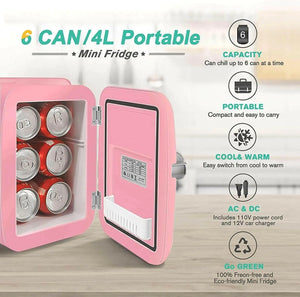 CROWNFUL Mini Fridge, 4 Liter 6 Can Cooler and Warmer