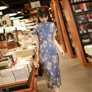 Chinese Style Traditional Cheongsam Dress Ladies Retro Elegant Floral Cheongsam Dress Ladies Chic Oversized Party Dress