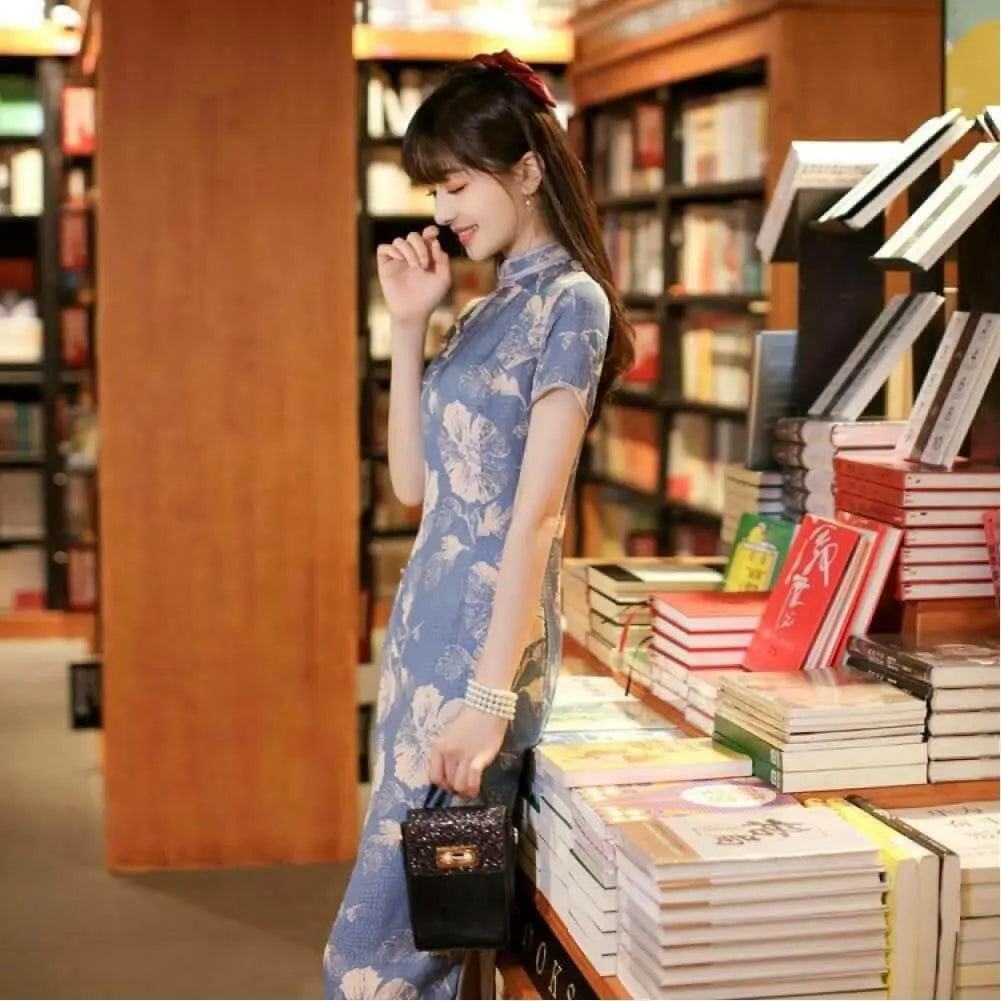 Chinese Style Traditional Cheongsam Dress Ladies Retro Elegant Floral Cheongsam Dress Ladies Chic Oversized Party Dress