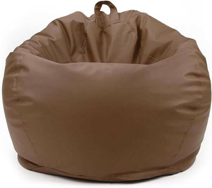 Classic Round Faux Leather Bean Bag with Polystyrene Beads Filling