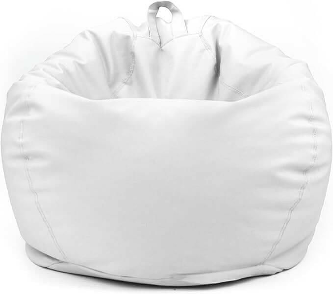 Classic Round Faux Leather Bean Bag with Polystyrene Beads Filling