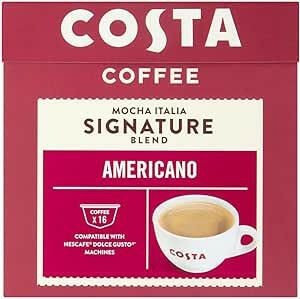 Costa Coffee Mocha Italia Signature Blend Americano, Nescafe Dolce Gusto Compatible, 16 Capsules