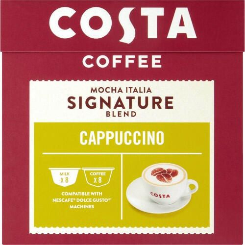 Costa Coffee Mocha Italia Signature Blend Cappuccino, Nescafe Dolce Gusto Compatible, 16 Capsules