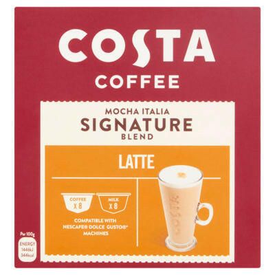 Costa Coffee Mocha Italia Signature Blend Latte, Nescafe Dolce Gusto Compatible, 16 Capsules