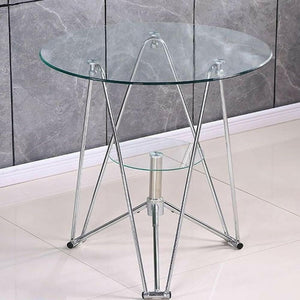 Cotis Modern Simple Tempered Glass Small Round Table, Small Home Coffee Reception Table, Home Dining Table 80 x 73 cm