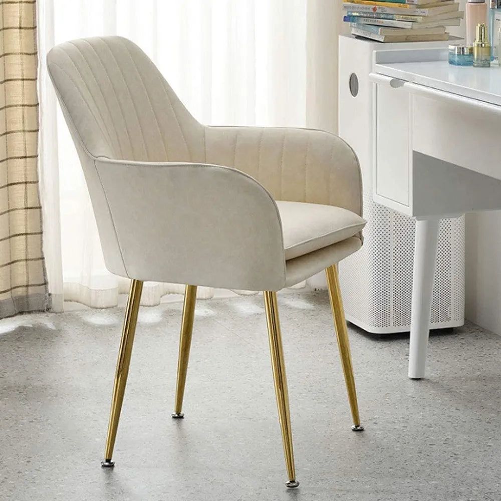 Dining Room Living Room Chair, Velvet Fabric Visitor Chair in Hotel, Restaurant, Office...(Beige)
