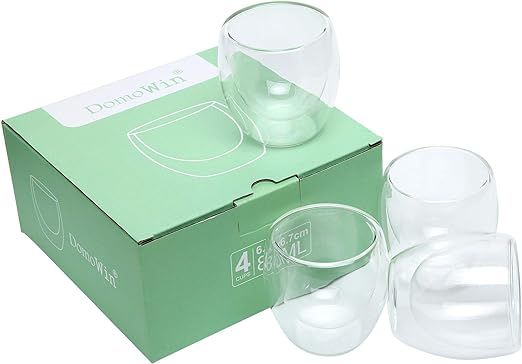 Double Walled Glasses for Espresso Coffee Turkish Tea, Espresso Coffee Cups 80 ml Set of 4 pcs