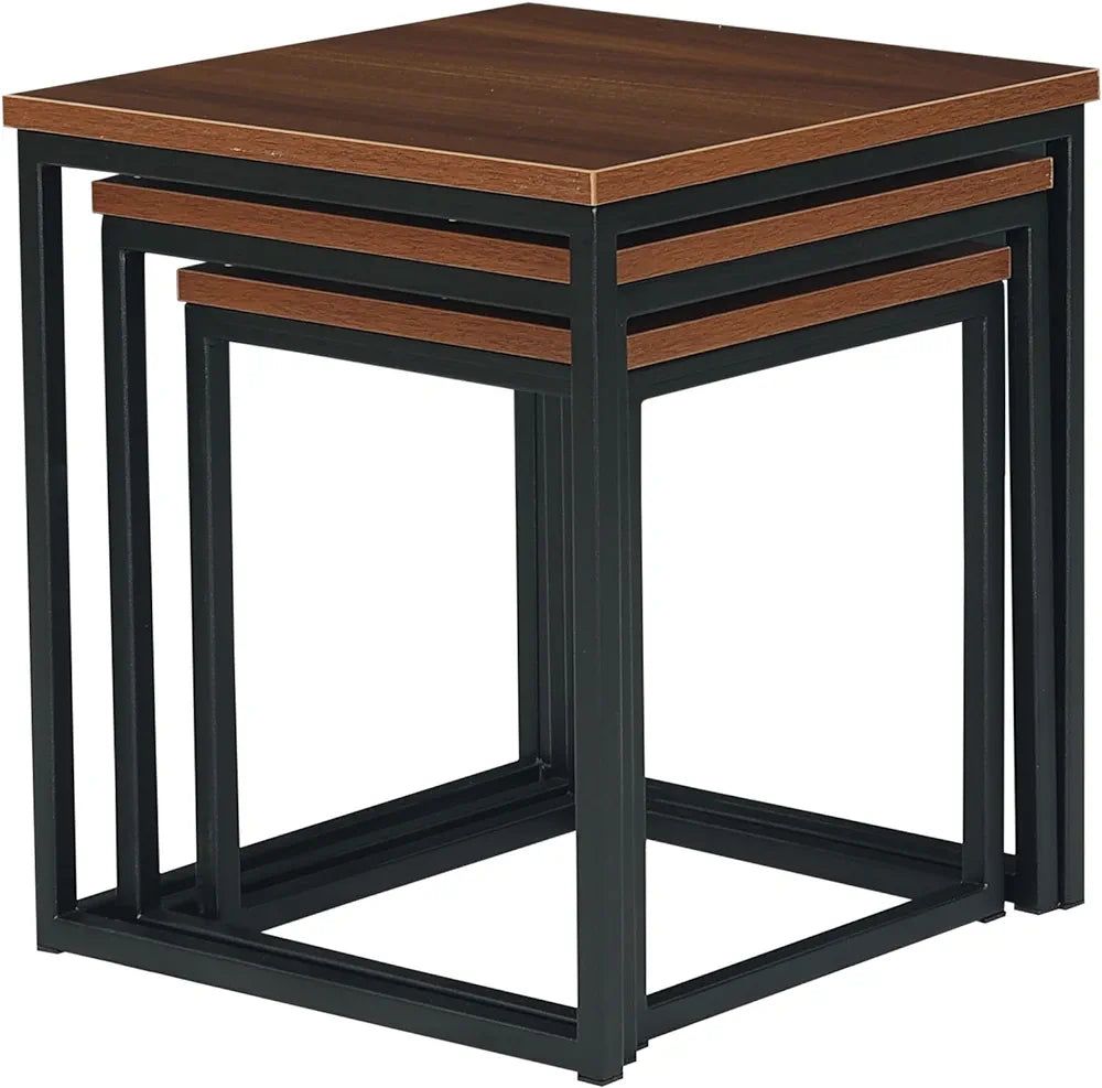 EGID Set of 3 Nesting Tables for Living Room, Small Sofa Tea Table, Stackable Side Tables with Sturdy Steel Metal Fram