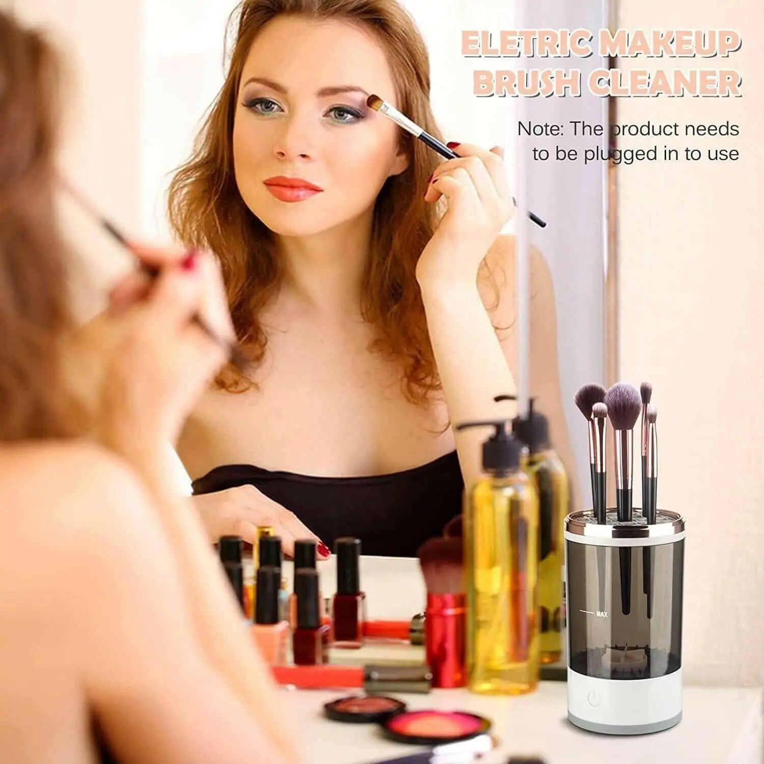 Electric Makeup Brush Cleaner,Makeup Brush Cleaner Machine with Brush Mat,Cosmetic Brush organization,Deep Cleaner Brush Spinner