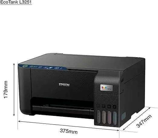 Epson Printer Ecotank L3251 Home Ink Tank Printer A4, Colour, 3-In-1 With Wifi And Smartpanel App Connectivity, Black, Compact