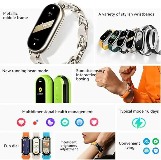 Xiaomi Smart Band 8 Graphite Black| Adaptive Display Brightness & High Refresh Rate | Ultra Long Battery Life，Quick Charge | 200+ Colorful Watch Faces | All-day Health Monitoring w/FREE STRAP