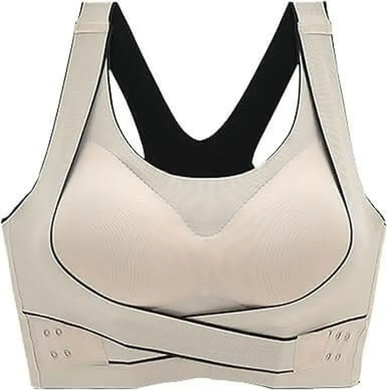 Strapless Bra Push Up With Front Pushup Adjustable Hook, Seamless, Longline High Support Sports Bra