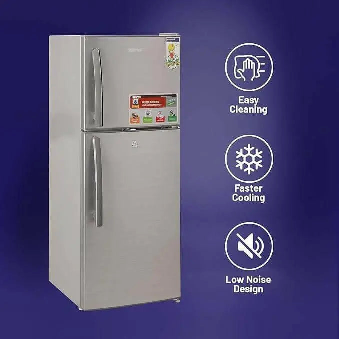 GEEPAS Double Door Refrigerator - Free Standing Durable Double Door Refrigerator, Quick Cooling & Long-lasting Freshness, 160 L GRF2209SXE