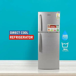 GEEPAS Double Door Refrigerator - Free Standing Durable Double Door Refrigerator, Quick Cooling & Long-lasting Freshness, 160 L GRF2209SXE