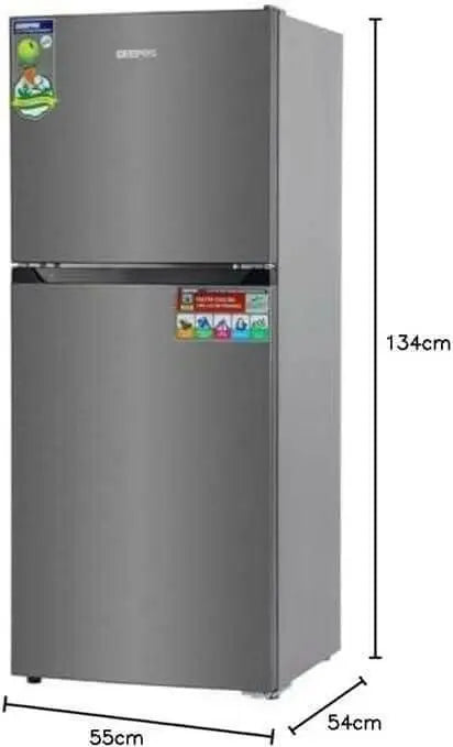 Geepas 180 L Double Door Total No-Frost Refrigerator- GRF2522SXN| Multi-Airflow with Faster and Deep Cooling| LED Interior Light and Glass Shelves