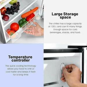 Geepas GRF1212BXE Single Door Mini Defrost Refrigerator-| Mini Fridge in Retro Design, Low Noise and Low Voltage| Quick Cooling and Easy Cleaning.
