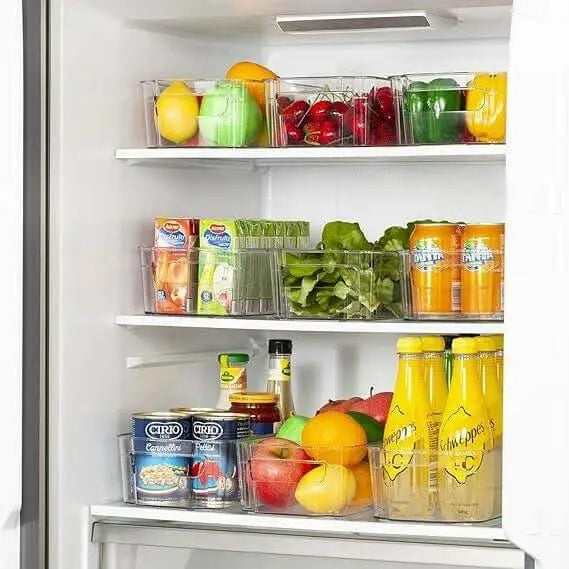 HOOJO Refrigerator Organizer Bins - 8 Pieces, 12.5in Long, Clear