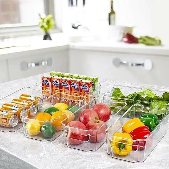 HOOJO Refrigerator Organizer Bins - 8 Pieces, 12.5in Long, Clear