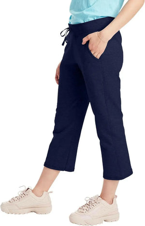 Hanes Women's French Terry Pocket Capri Pants, Black
