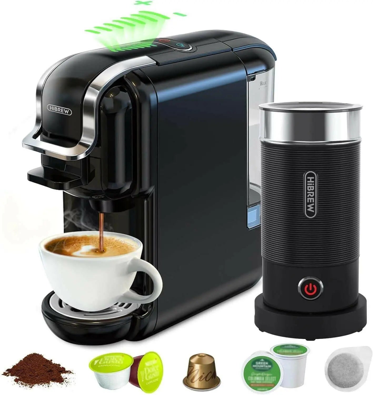 HiBREW 5-in-1 Coffee Machine & Milk Frother 19 Bar Espresso