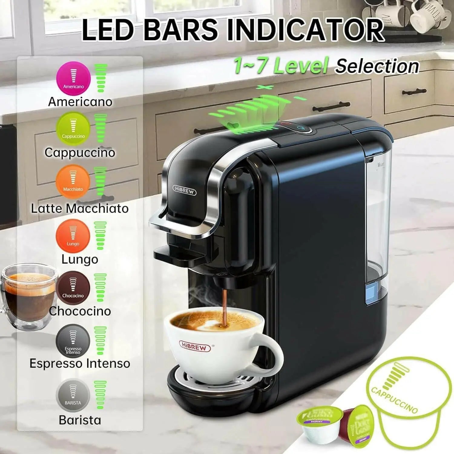 HiBREW 5-in-1 Coffee Machine, 19 Bar Espresso for Capsules