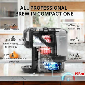 HiBREW 5-in-1 Coffee Machine, 19 Bar Espresso for Capsules