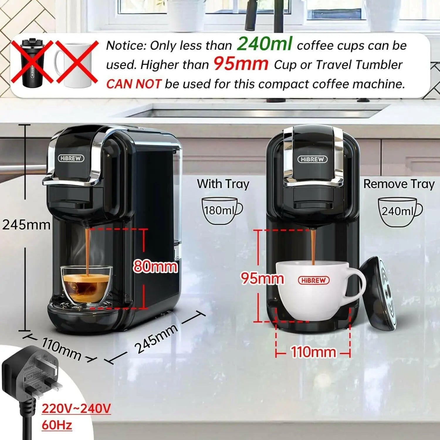 HiBREW 5-in-1 Coffee Machine, 19 Bar Espresso for Capsules