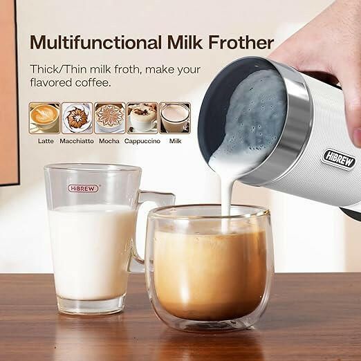 HiBREW Coffee Machine 5-in-1 and Milk Frother M1A,19 Bar Espresso Machines for Capsules,DG*/Nes/Ground Coffee/K-cup*/ESE Pod Compatible, Cold/Hot Mode