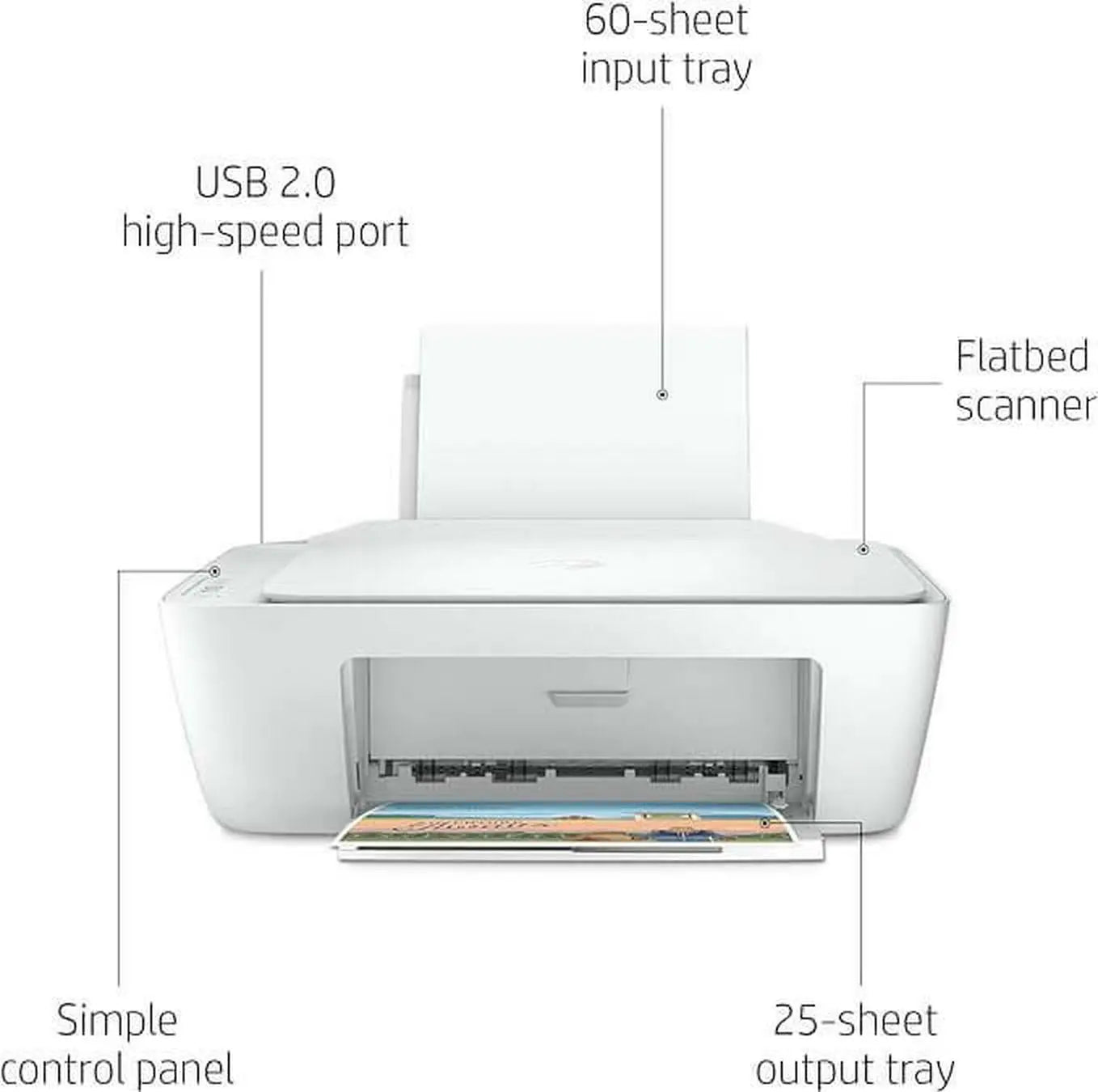 Hp Deskjet 2320 All-In-One Printer, USb Plug And Print, Scan, And Copy - White