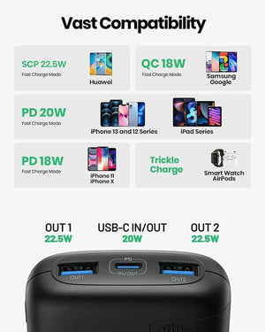 INIU Power Bank, 𝟐𝟐.𝟓 USB C 10000mAh Portable Charger