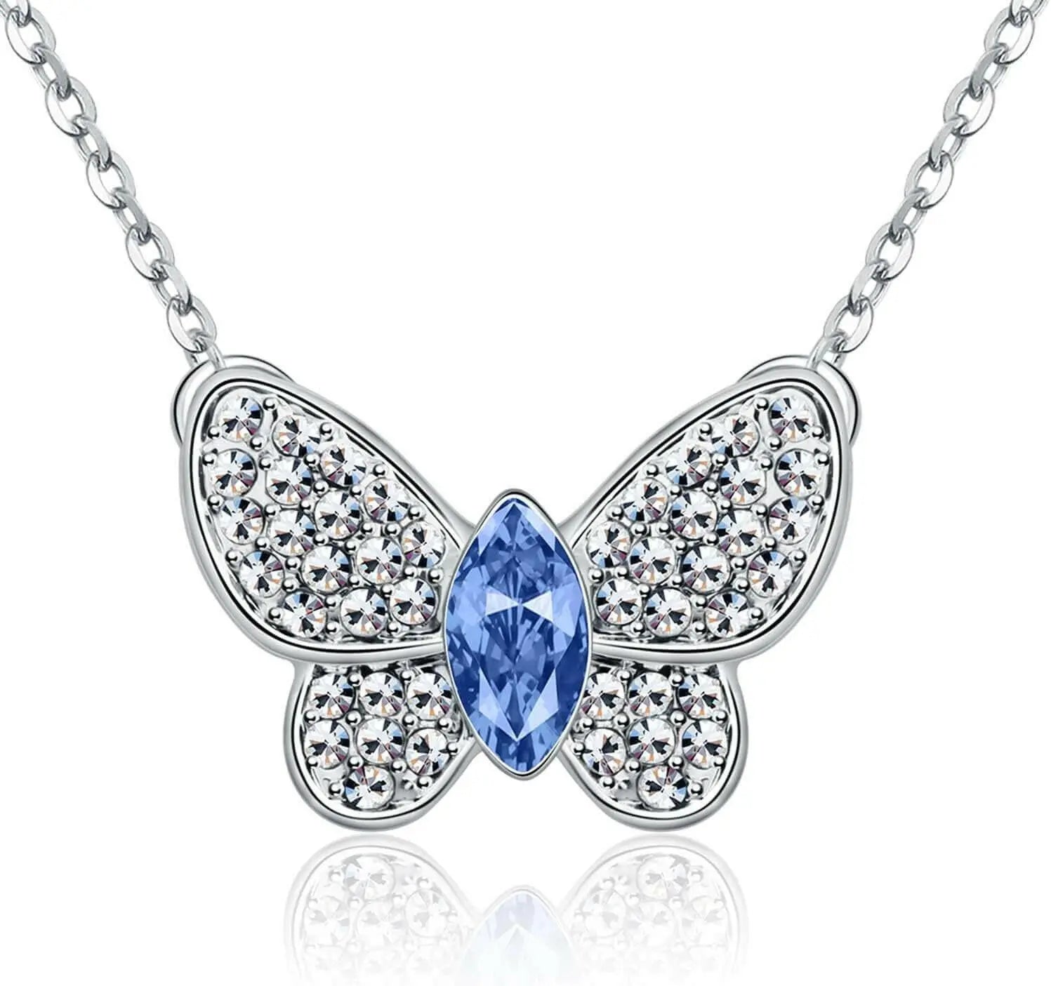 KRUCKEL Sparkling Butterfly White Gold plated necklace made with Swarovski® Crystals