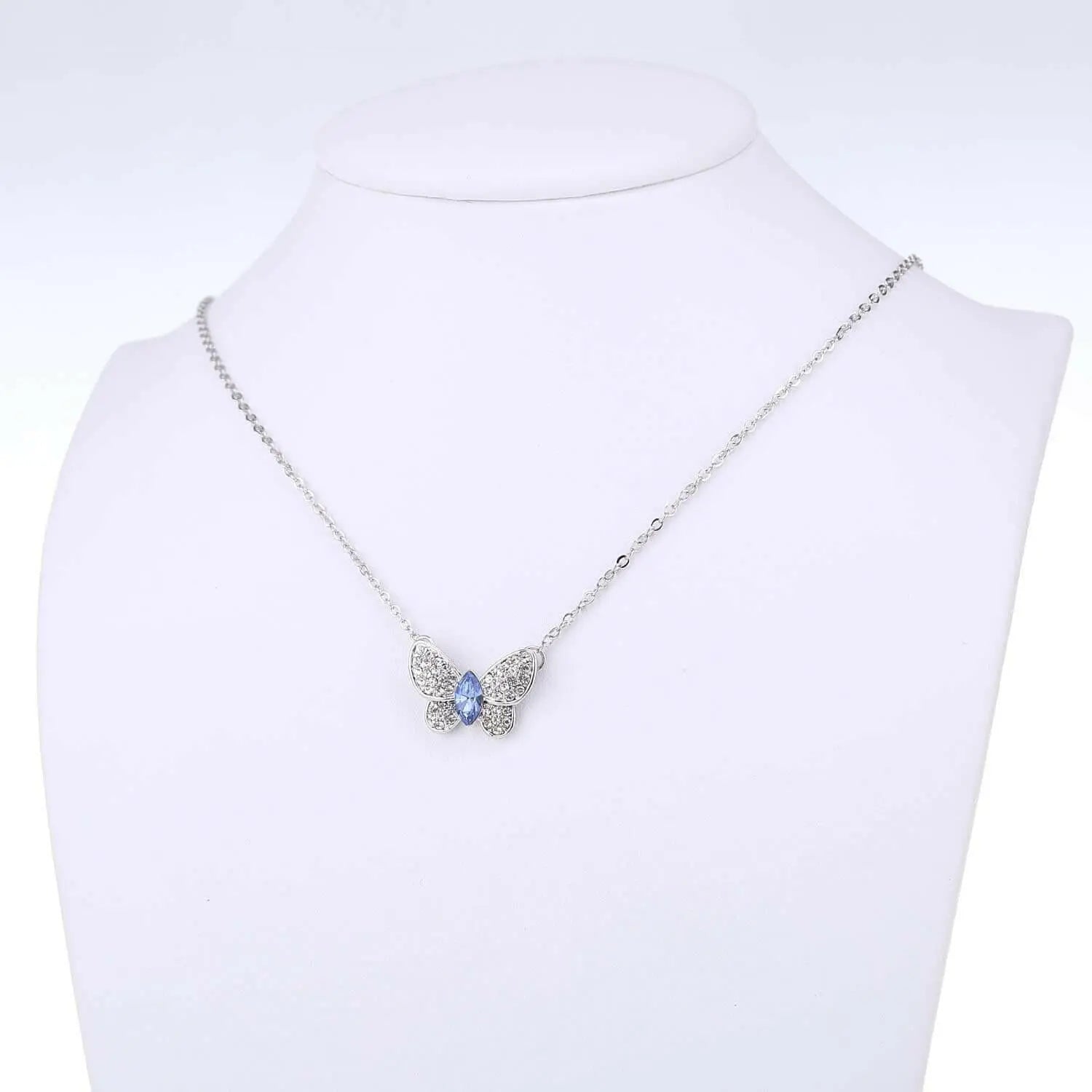 KRUCKEL Sparkling Butterfly White Gold plated necklace made with Swarovski® Crystals