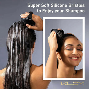 Kloy Hair Scalp Massager Shampoo Brush With Soft Silicone Bristles- Black