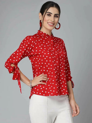 Krave Women Smart Casual Polka Printed Shirt, Polka Dot Blouse