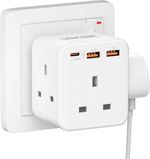 LENCENT Multi Plug Extension, 3 Way 3 Plugs Socket adapter