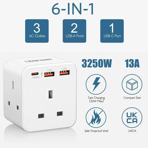 LENCENT Multi Plug Extension, 3 Way 3 Plugs Socket adapter