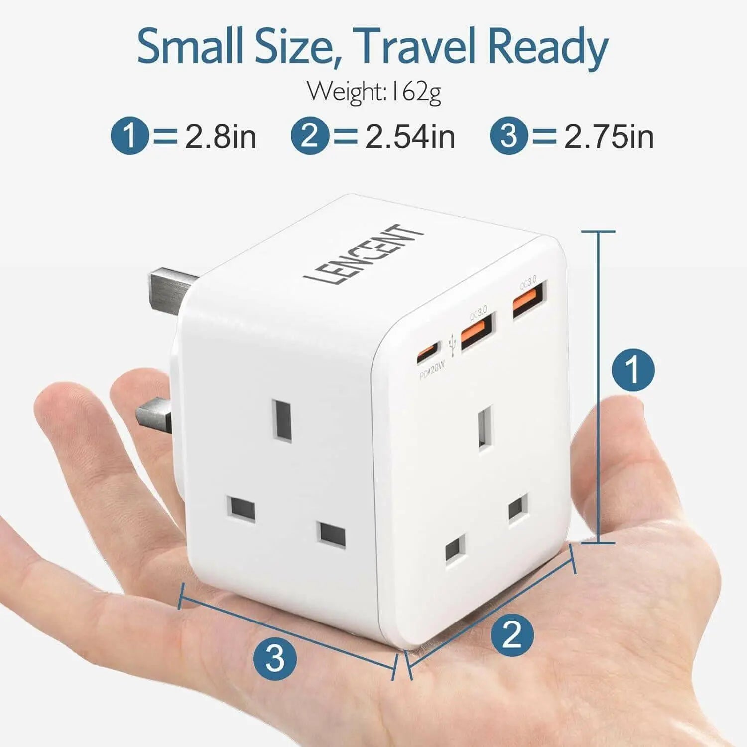 LENCENT Multi Plug Extension, 3 Way 3 Plugs Socket adapter