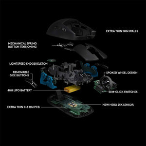Logitech G PRO Wireless Gaming Mouse, HERO 25K Sensor, 25,600 DPI