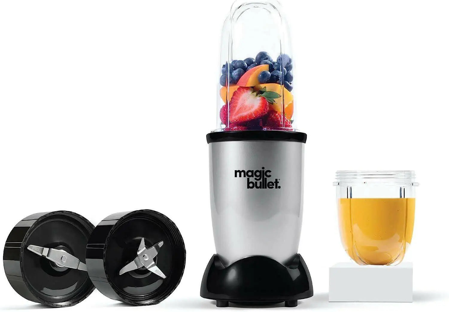Magic Bullet, 4 Piece Accessories, Multi-Function High-Speed Blender, Silver, MB1002