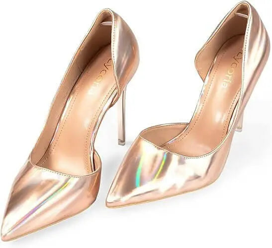 Metallic Laser Gloss Stiletto Heels 10cm, Work and Party High Pumps
