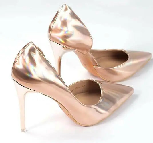 Metallic Laser Gloss Stiletto Heels 10cm, Work and Party High Pumps