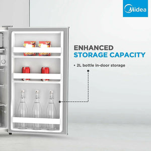 Midea 120L Single Door Refrigerator with Separate Chiller Compartment, 2L Bottle Holder, Adjustable Legs, 5 Year Compressor Warranty