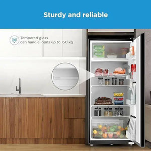 Midea 268 Liters Free Standing Single Door Refrigerator, Semi Auto Defrosting, Tempered Glass, Full Insulation Body, Best Compact Small Fridge