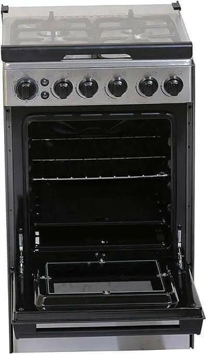 Midea 50x55Cm Freestanding Cooker, Full Gas Cooking Range With 4 Burners, Stainless Steel, Automatic Ignition & Full Safety, Cast Iron Pan Support