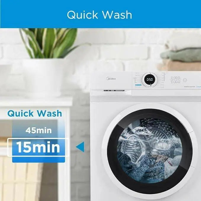 Midea 7KG Front Load Washing Machine with BLDC Inverter Motor, 1400 RPM, 15 Programs, Fully Automatic Washer with Lunar Dial, Integrated Digital