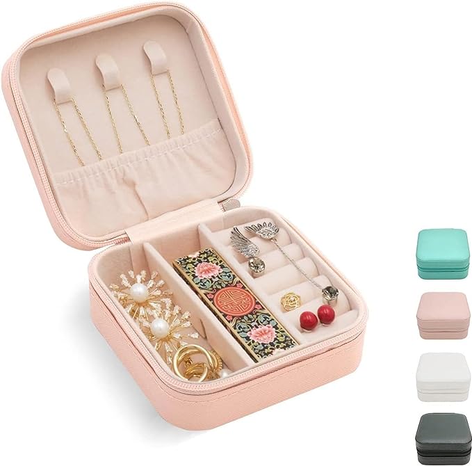 Mini Jewelry Travel Case,Small Travel Jewelry Box Organizer, Portable Jewelry Box Travel Mini Storage Organizer Portable Display Storage Box For Rings Earrings Necklaces Gifts