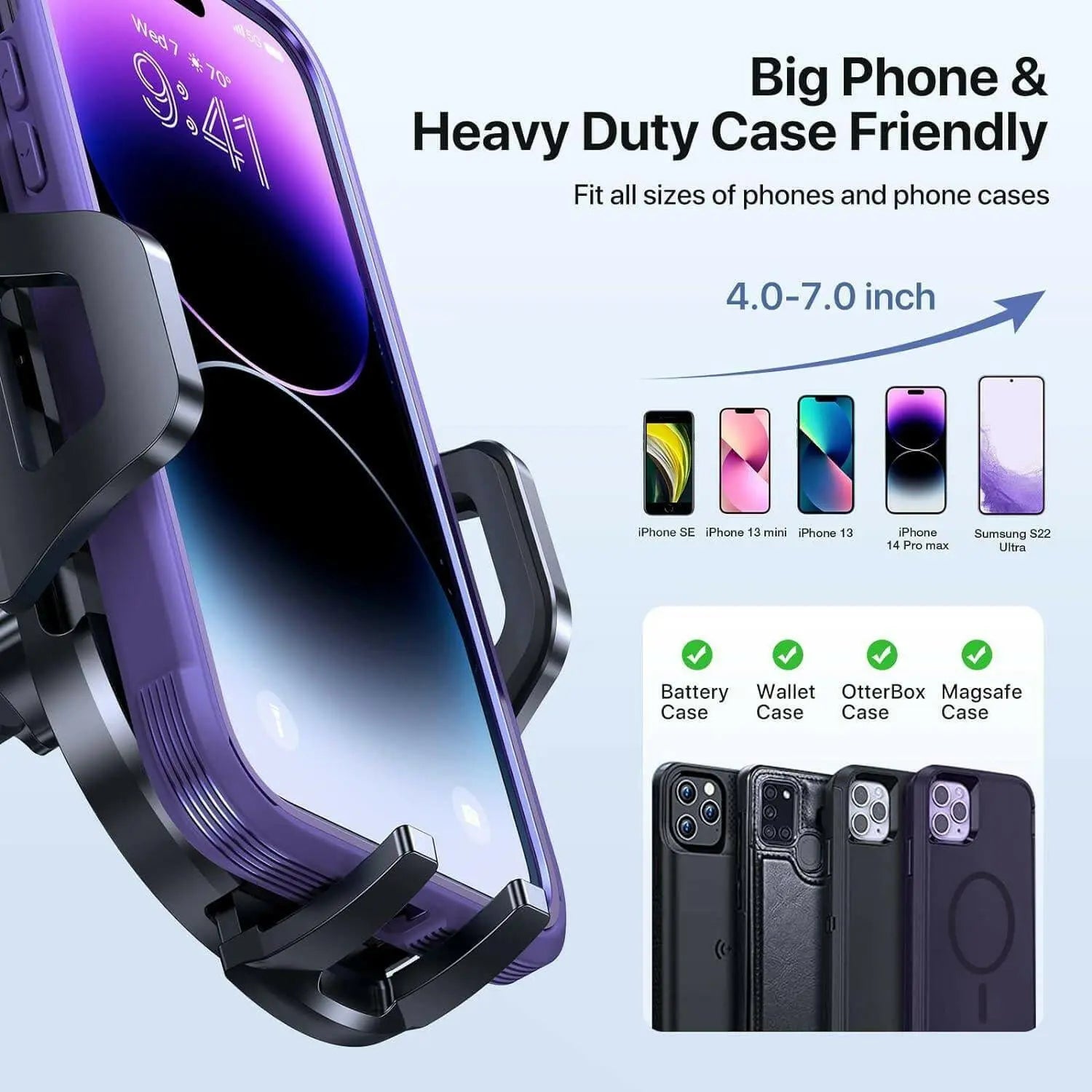 Miracase 【2023 New Generation】Car Phone Holder, Long Arm Phone Holder Car for Dashboard Windshield Air Vent Heat-Resistant Strong Suction Cup