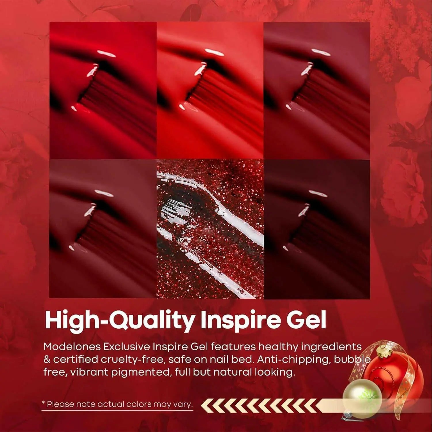 Modelones Gel Nail Polish Set- 6 Red Classic Colors Gel Popular Soak Off Glitter Red Gel Polish Nail Art Manicure DIY Nail Polish Salon LED Gel Nail