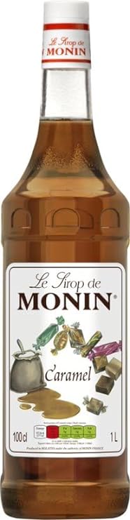 Monin Caramel Syrup In Glass Bottle, 1 Litre